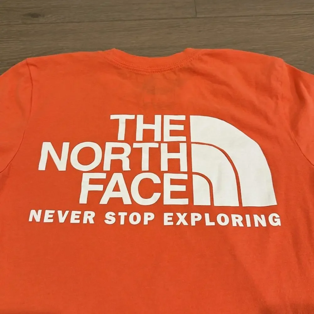 NORTH FACE Orange‎ Crew Neck Short Sleeve Cotton Tee Shirt T Top Outdoor Size XS - Picture 10 of 10